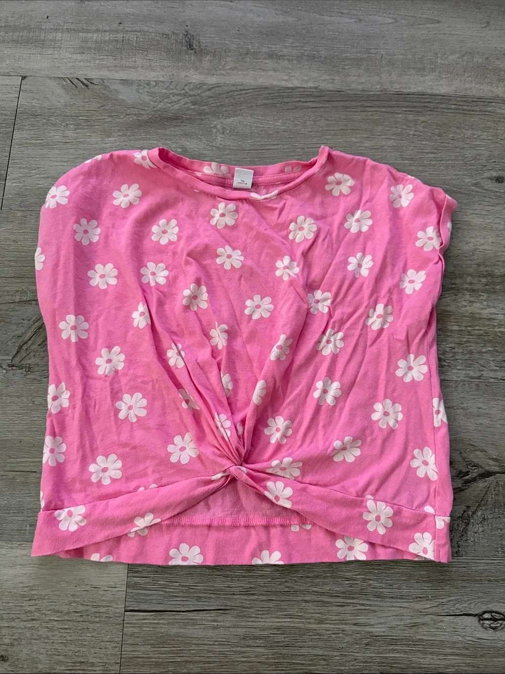 Old Navy Pink Daisy Knot-Front Crop Top